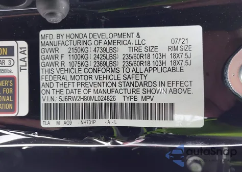 2021 Honda Cr-V Awd Ex-L from USA, damaged, VIN 5J6RW2H80ML024826
